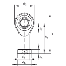 桿端軸承 GIKSR14-PS, 根據(jù) DIN ISO 12 240-4 標(biāo)準(zhǔn)，特種鋼材料，帶右旋內(nèi)螺紋，免維護(hù)