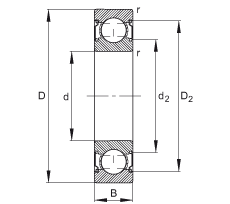 深溝球軸承 6004-C-2Z, 修正的內(nèi)部結(jié)構(gòu)（C 代），根據(jù) DIN 625-1 標(biāo)準(zhǔn)的主要尺寸，兩側(cè)間隙密封