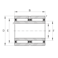 滾針軸承 NAO30X45X26-ZW-ASR1, 無擋邊，雙列