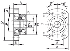 角接觸球軸承單元 ZKLFA1050-2Z, 雙向，螺釘安裝，兩側(cè)間隙密封