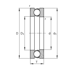 推力深溝球軸承 51210, 根據(jù) DIN 711/ISO 104 標(biāo)準(zhǔn)的主要尺寸，單向，可分離