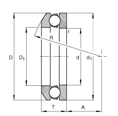 推力深溝球軸承 53224 + U224, 根據(jù) DIN 711/ISO 104 標(biāo)準(zhǔn)的主要尺寸，單向，帶球面軸承座圈和座圈，可分離