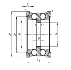 推力深溝球軸承 54210 + U210, 根據(jù) DIN 711/ISO 104 標(biāo)準(zhǔn)的主要尺寸，單向，帶球面軸承座圈和一個(gè)或兩個(gè)座圈，可分離