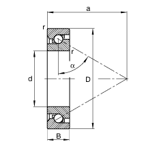 推力角接觸球軸承 BSB035072-T, 單向，接觸角 α = 60°，限制公差