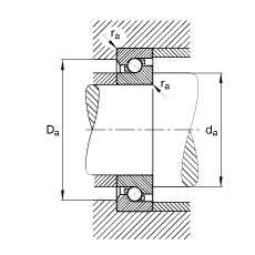 推力角接觸球軸承 BSB030062-T, 單向，接觸角 α = 60°，限制公差