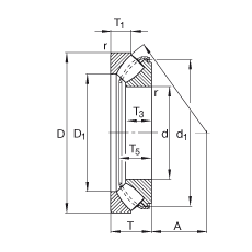 推力調(diào)心滾子軸承 29318-E1, 根據(jù) DIN 728/ISO 104 標(biāo)準(zhǔn)的主要尺寸，單向，可分離