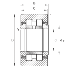 支撐型滾輪 PWTR17-2RS, 滿裝滾子，軸向引導(dǎo)，兩側(cè)唇密封