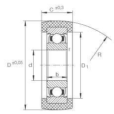 滾輪 KLRU12X47X20-2Z, 帶塑料箍，兩側(cè)密封