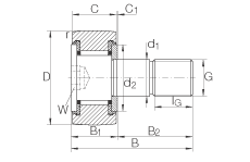 螺栓型滾輪 KR19-SK-PP, 軸向引導(dǎo)，兩側(cè)用塑料推力平墊圈