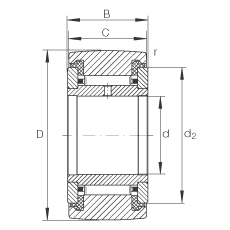 支撐型滾輪 NATR50-PP, 軸向引導(dǎo)，兩側(cè)用推力滑動(dòng)墊圈