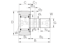 螺栓型滾輪 KR32, 軸向引導(dǎo)，兩側(cè)間隙密封