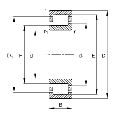 圓柱滾子軸承 NJ410-M1, 根據(jù) DIN 5412-1 標(biāo)準(zhǔn)的主要尺寸, 半定位軸承, 可分離, 帶保持架