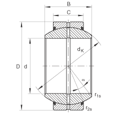 關節(jié)軸承 GE200-FO-2RS, 根據(jù) DIN ISO 12 240-1 標準, 需維護，兩側唇密封