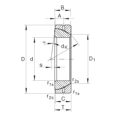 角接觸關(guān)節(jié)軸承 GE50-SX, 根據(jù) DIN ISO 12 240-2 標(biāo)準(zhǔn)，需維護(hù)