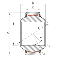 關節(jié)軸承 GE40-FW-2RS, 根據(jù) DIN ISO 12 240-1 標準, 免維護，兩側唇密封