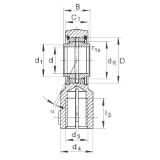 液壓桿端軸承 GIHNRK40-LO, 根據(jù) DIN ISO 12 240-4 標(biāo)準(zhǔn)，帶右旋螺紋夾緊裝置，需維護(hù)