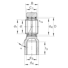 液壓桿端軸承 GIHNRK70-LO, 根據(jù) DIN ISO 12 240-4 標(biāo)準(zhǔn)，帶右旋螺紋夾緊裝置，需維護(hù)