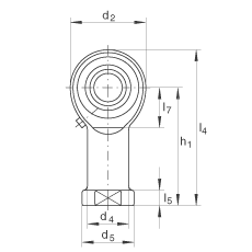 桿端軸承 GIKL20-PB, 根據(jù) DIN ISO 12 240-4 標(biāo)準(zhǔn)，帶左旋內(nèi)螺紋，需維護(hù)