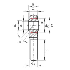 桿端軸承 GAKL30-PW, 根據(jù) DIN ISO 12 240-4 標(biāo)準(zhǔn)，帶左旋外螺紋，需維護(hù)