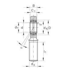 桿端軸承 GAL30-DO, 根據(jù) DIN ISO 12 240-4 標(biāo)準(zhǔn)，帶左旋外螺紋，需維護(hù)