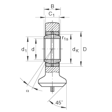 液壓桿端軸承 GK17-DO, 根據(jù) DIN ISO 12 240 標(biāo)準(zhǔn)，帶焊接面，需維護(hù)