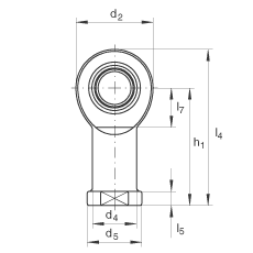 桿端軸承 GIL45-UK-2RS, 根據(jù) DIN ISO 12 240-4 標(biāo)準(zhǔn)，帶左旋內(nèi)螺紋，免維護(hù)，兩側(cè)唇密封