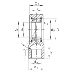 液壓桿端軸承 GIHRK20-DO, 根據(jù) DIN ISO 12 240-4 標(biāo)準(zhǔn)，帶右旋螺紋夾緊裝置，需維護(hù)