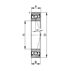 主軸軸承 HSS71920-C-T-P4S, 調節(jié)，成對安裝，接觸角 α = 15°，兩側唇密封，非接觸，加嚴公差