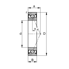 主軸軸承 HSS71904-E-T-P4S, 調(diào)節(jié)，成對安裝，接觸角 α = 25°，兩側(cè)唇密封，非接觸，限制公差