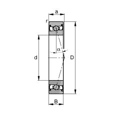 主軸軸承 HCS71922-C-T-P4S, 調節(jié)，成對安裝，接觸角 α = 15°，兩側唇密封，非接觸，限制公差