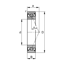 主軸軸承 HCS7004-E-T-P4S, 調(diào)節(jié)，成對或單元安裝，接觸角 α = 25°，兩側(cè)唇密封，非接觸，限制公差