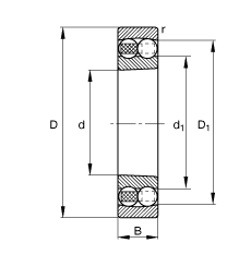 自調(diào)心球軸承 2222-K-M-C3, 根據(jù) DIN 630 標(biāo)準(zhǔn)的主要尺寸, 錐孔，錐度 1:12