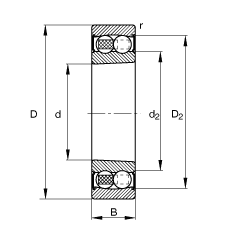 自調(diào)心球軸承 2209-K-2RS-TVH-C3, 根據(jù) DIN 630 標(biāo)準(zhǔn)的主要尺寸, 錐孔，錐度 1:12，兩側(cè)唇密封