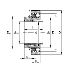 自調(diào)心球軸承 2317-K-M-C3 + H2317, 根據(jù) DIN 630 和 DIN 5415 標(biāo)準(zhǔn)的主要尺寸, 帶錐孔和緊定套