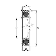 主軸軸承 HCB7228-C-T-P4S, 調節(jié)，成對或單元安裝，接觸角 α = 15°，陶瓷球，限制公差