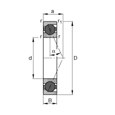 主軸軸承 HCB71901-E-T-P4S, 調節(jié)，成對或單元安裝，接觸角 α = 25°，陶瓷球，限制公差