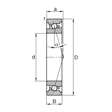 主軸軸承 HS7003-C-T-P4S, 調(diào)節(jié)，成對(duì)安裝，接觸角 α = 15°，限制公差