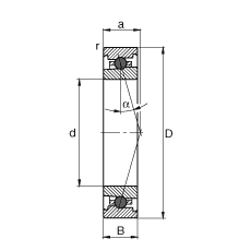 主軸軸承 HC71910-C-T-P4S, 調(diào)節(jié)，成對(duì)或單元安裝，接觸角 α = 15°，陶瓷球，限制公差