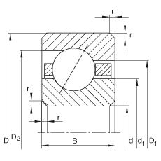 薄截面軸承 CSEA025, 角接觸球軸承，類型E，運(yùn)行溫度 -54°C 到 +120°C