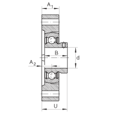 軸承座單元 FLCTEY20, 帶兩個(gè)螺栓孔的法蘭的軸承座單元，鑄鐵， 內(nèi)圈帶平頭螺釘， P 型密封，無再潤(rùn)滑結(jié)構(gòu)