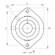 軸承座單元 GLCTE25, 帶兩個(gè)螺栓孔的法蘭的軸承座單元，鑄鐵，偏心鎖圈，P 型密封