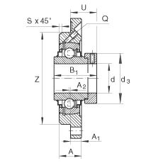 軸承座單元 RME35-N, 帶四個(gè)螺栓孔的法蘭的軸承座單元，定心凸出物，鑄鐵，偏心鎖圈，R 型密封