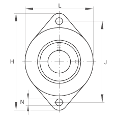 軸承座單元 RCSMF15, 帶兩個(gè)螺栓孔的法蘭的軸承座單元，鋼板，橡膠襯墊，偏心鎖圈，P型密封