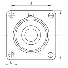 軸承座單元 PCCJ40, 帶四個螺栓孔的法蘭的軸承座單元，鑄鐵，雙列角接觸球軸承，P 型密封