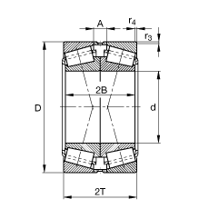 圓錐滾子軸承 32948-N11CA-A440-500, 根據(jù) DIN ISO 355 / DIN 720 標(biāo)準(zhǔn)的主要尺寸，可分離，X型成對(duì)布置，有軸向內(nèi)部游隙