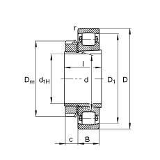 鼓形滾子軸承 20226-K-MB-C3 + H3026, 根據(jù) DIN 635 和 DIN 5415 標(biāo)準(zhǔn)的主要尺寸, 帶錐孔和緊定套