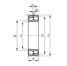 調(diào)心滾子軸承 22213-E1-K, 根據(jù) DIN 635-2 標準的主要尺寸, 錐孔，錐度 1:12