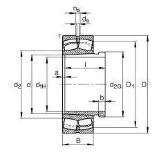 調(diào)心滾子軸承 23138-E1-K-TVPB + AH3138G, 根據(jù) DIN 635-2 標(biāo)準(zhǔn)的主要尺寸, 帶錐孔和退卸套