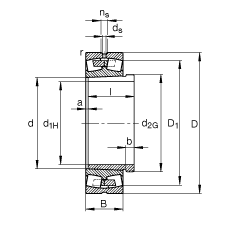 調(diào)心滾子軸承 23280-B-K-MB + AH3280G, 根據(jù) DIN 635-2 標(biāo)準(zhǔn)的主要尺寸, 帶錐孔和退卸套